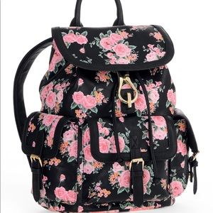 Leather women/girls floral backpack